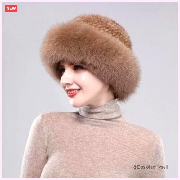 Faux Fur Winter Hat, Russian Style Warm Cap with Wide Brim, One Size main image 5
